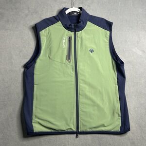 RLX Ralph Lauen Hybrid Mockneck Vest Size XL Green Navy Blue Full Zip